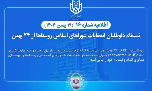 ثبت‌نام داوطلبان انتخابات شوراهای اسلامی روستاها از ۲۴ بهمن